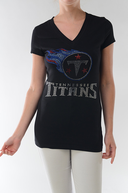 Tennessee Titans Rhinestone V-neck Shirt (Short Sleeve)